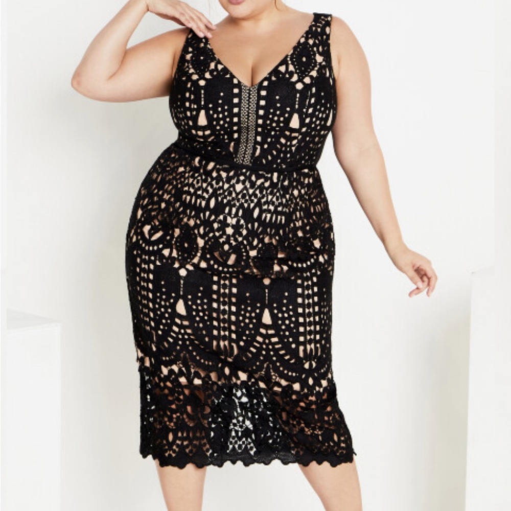 Stylish Black Lace Midi Dress
